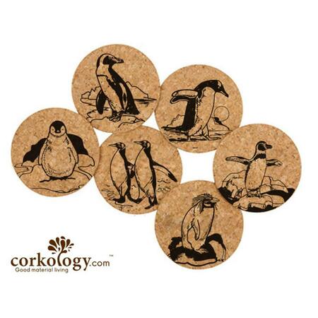 CORKOLOGY Penguins Cork Coaster Sets 412